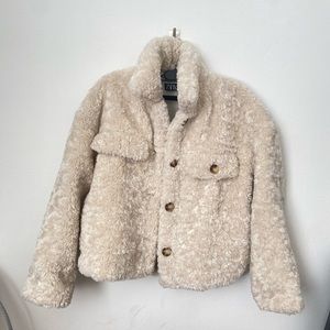 ZARA ivory sherpa/faux fur jacket